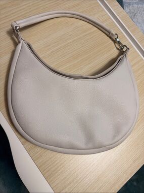 BCBG Pebbled Crescent Shoulder Bag in Light Taupe